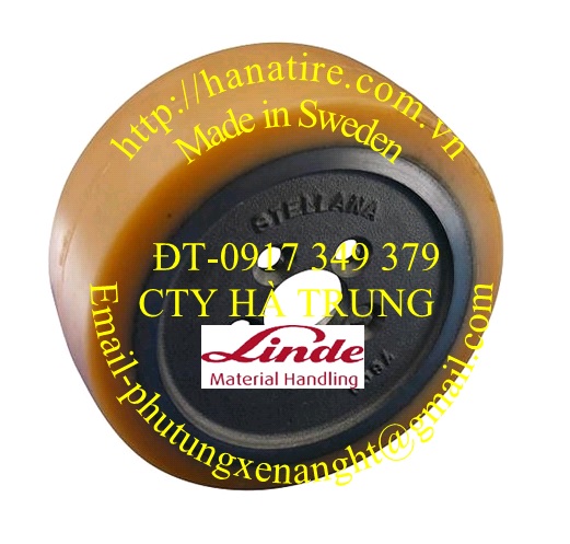 Bánh xe nâng điện Linde T20, T20SP, T20AP, banh xe pu, bánh lái PU, bánh tải pu 